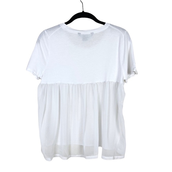 French Connection White Hopper Short Sleeve Sheer Back Modal Top Size XS - Picture 3 of 8